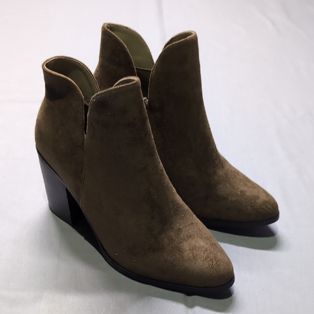 Lulu's Brown Martella Ankle Booties‎ Western Flair Olive Green